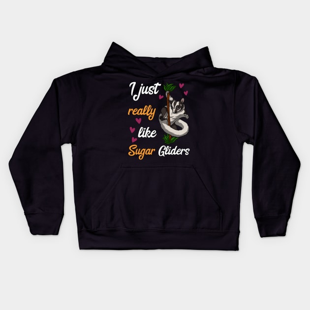 I Just Really Like Sugar Gliders Funny Pet Kids Hoodie by underheaven